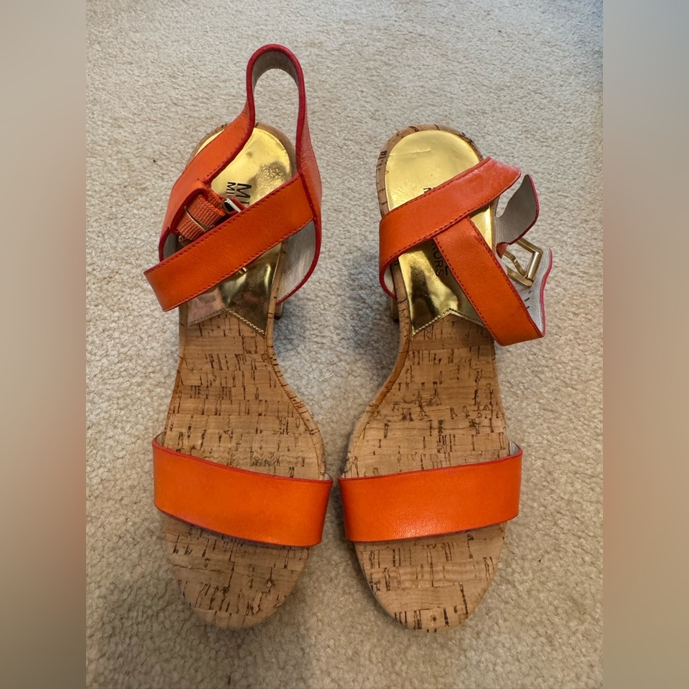 Michael Kors Orange and Gold Sandals
